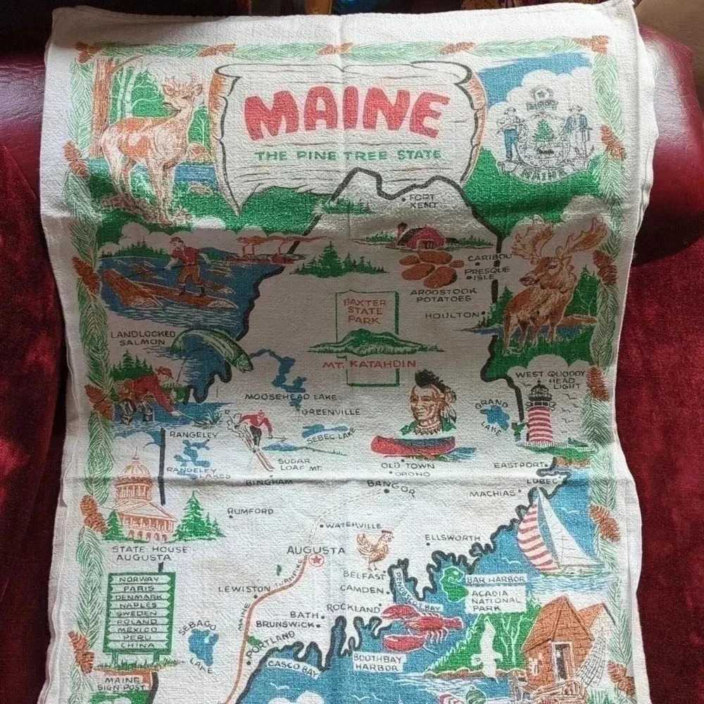 Retro  Maine Tea Towel - Picture 2 of 9